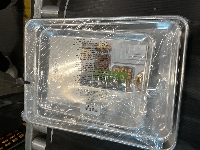 Photo 1 of ***MINOR DAMAGE*** Nordic Ware Naturals 3 Piece Set - USA Made Aluminum Commercial Quality Sheet Pan for Baking or Roasting, Encapsulated Galvanized Steel Rim Prevents Warping; Half Sheet, Jelly Roll and Quarter Sheet
