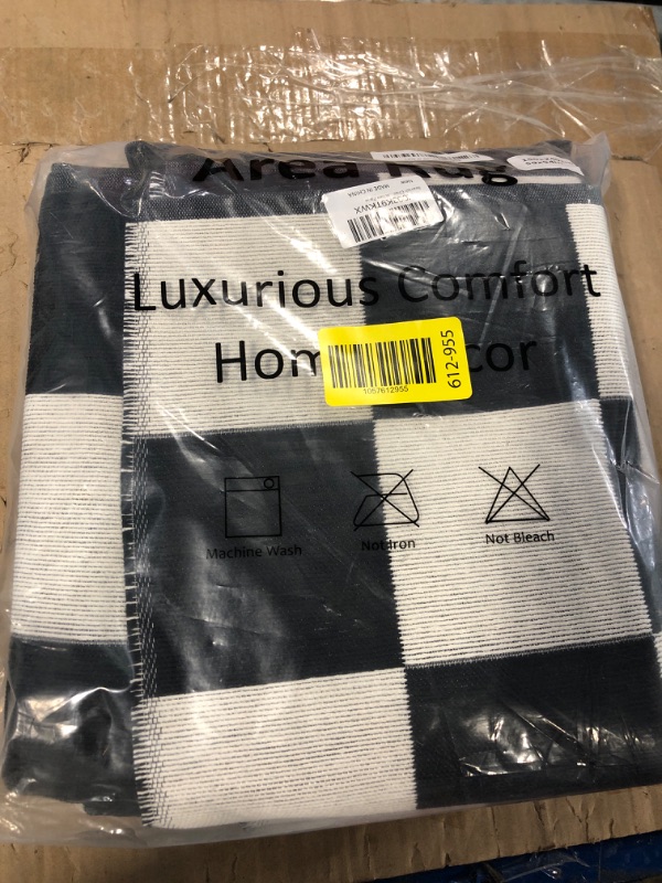 Photo 2 of Seavish Checkered Rug, 5x8 Ft Black and White Rug, Retro Moroccan Checkerboard Rugs, Lightweight Outdoor Washable Area Rug, Rustic Floor Carpet Decor for Living Room Bedroom Dining Room Patio