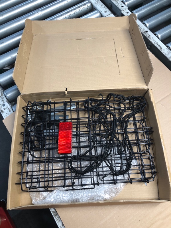 Photo 1 of **READ NOTES**(MISSING HARDWARE//COSMETICS)
Aikolesa Bike Basket Rear for Adult Bikes, Large Rear Bike Basket Capacity with Reflective Light, Foldable Metal Wire Cover Bicycle Baskets Back Rack for Bike Rear Cargo Rack Ebike Cruiser