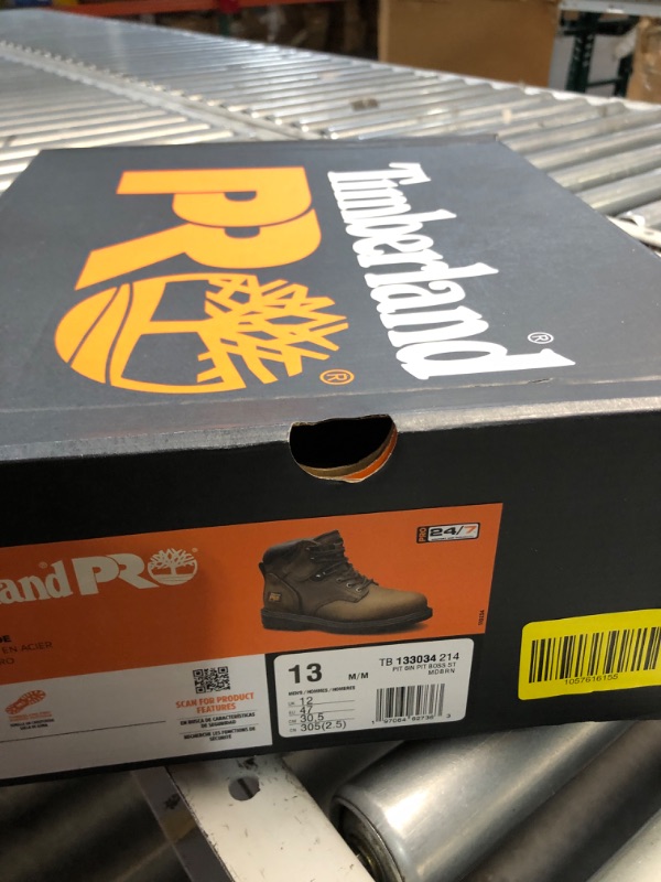 Photo 1 of (13M) (USED/FAIR) Timberland PRO Men's Pit Boss 6 Inch Steel Safety Toe Industrial Work Boot, Brown-2024 New, 13