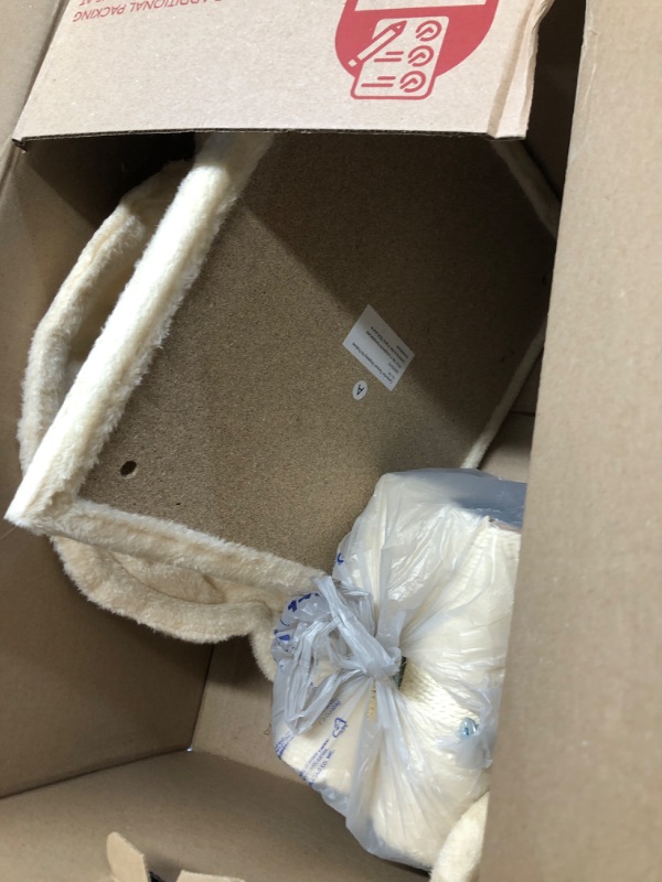 Photo 1 of (PARTIAL SET) Amazon Basics Cat Condo Tower with Hammock Bed and Scratching Post,Easy to Assemble,Plush Hammock,Interactive Hanging Ball,Durable Sisal Scratch Posts for Indoor Cats, 15.8 x 15.8 x 19.7 Inches, Beige