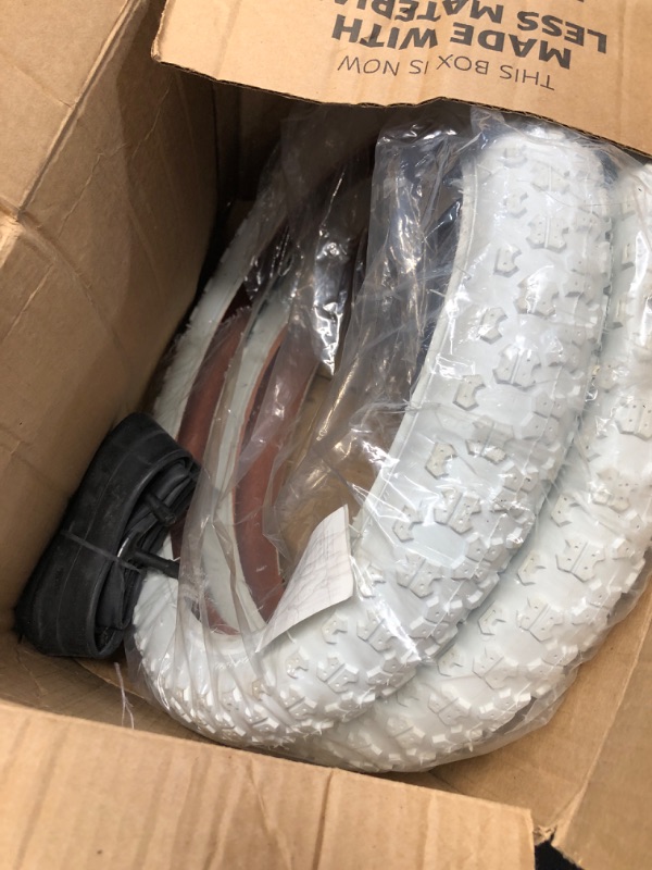 Photo 1 of (2 Sets) 16” x 2.125 Kids Bike Replacement White Tires and Tubes - Compatible with Most 16” Kids Bikes Like RoyalBaby, Joystar, and Dynacraft - Made from BPA/Latex Free Butyl Rubber