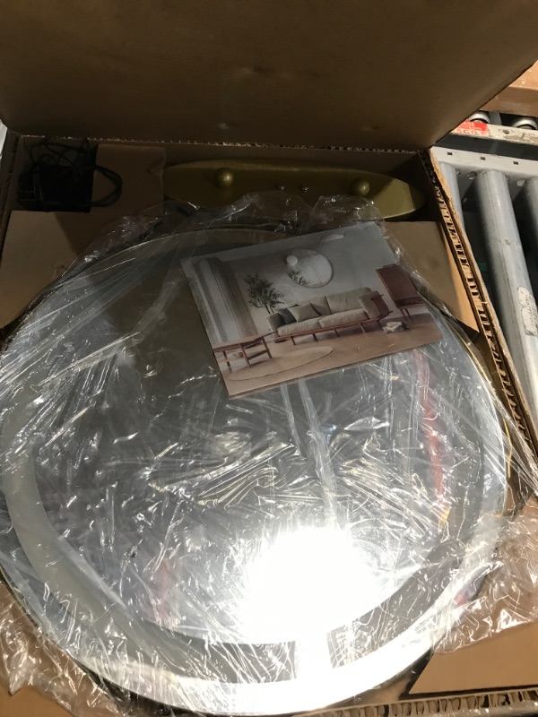 Photo 1 of (led light not working) 19" Round Vanity Mirror With Lights, Large Makeup Mirror With 3 Color Lighting Dimmable, Smart Touch Control, 360°Rotation