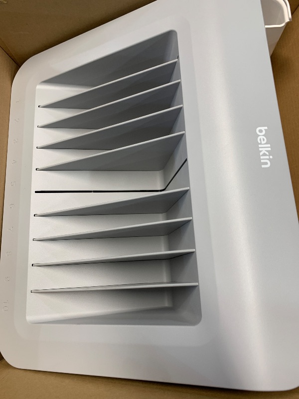 Photo 1 of (DAMAED MIDDLE BRACKETS) (PARTIAL SET) Belkin Charging Station For Laptops with Surge Protector - 10 Device USB Charging Dock for Tablets, Laptops, Chromebooks – Cable Management for Classrooms, Offices, Tech Labs, Shared Spaces, & More