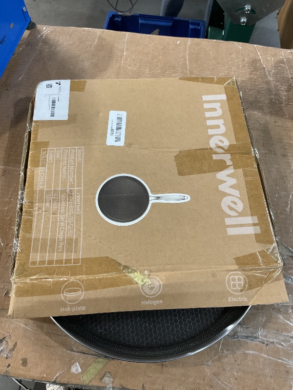 Photo 1 of (used)(missing screws) Innerwell Nonstick Crepe Pan 12 inch Stainless Steel Crepe Pan Honeycomb Coating Flat Skillet Tawa Dosa Tortilla Pan,Omelet Pan 