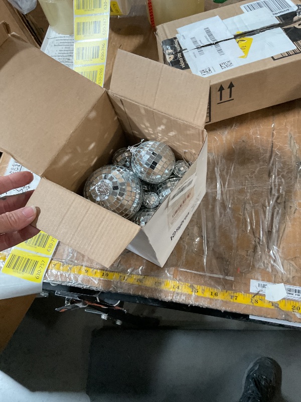 Photo 1 of (please see all images) HyDren 30 Pcs Mini Disco Ball Hanging Mirror Reflective Disco Ball Ornaments Decorations for Wedding Party Cake Decor(3.15/2.36/1.57/0.79 Inches)