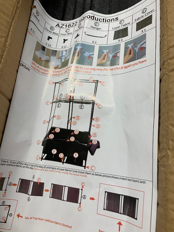 Photo 1 of (incomplete) SORCEDAS Portable Wardrobe Closet Storage Organizer Metal Hanging Rack Non-Woven Fabric 34 Inch Black