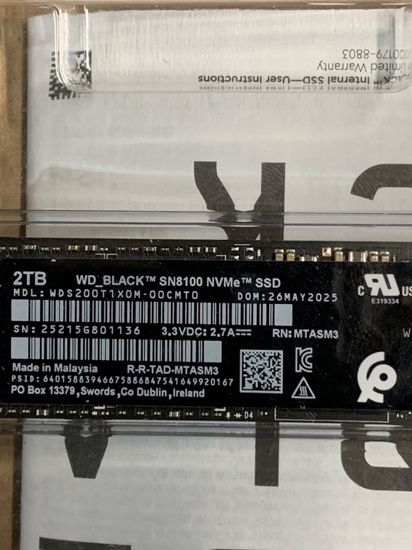 Photo 1 of (UNTESTED) sandisk 2TB SN8100 NVMe SSD Internal Solid State Drive - Gen 5 PCIe 5.0x4, M.2 2280