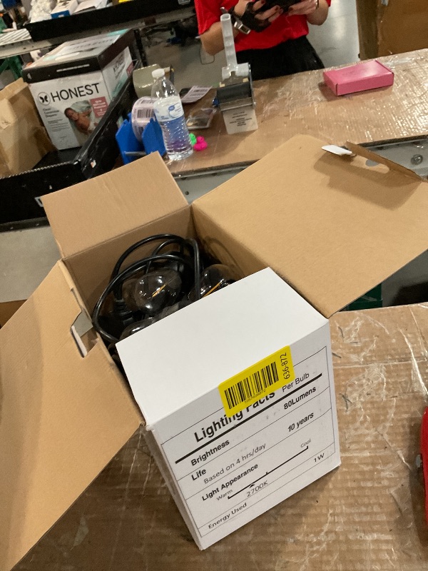 Photo 1 of ***(PARTS ONLY/ MAJOR DAMAGE/ NON FUNCTIONAL)***
Svater Outdoor Led String Lights 50FT, Patio Lights with 16pcs S14 Shatterproof Bulbs, 1 Watt E26 Dimmable 2700K Warm White, IP65 Waterproof, Commercial Grade Light