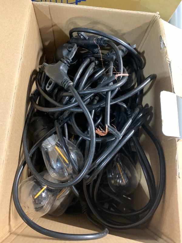 Photo 1 of ***(PARTS ONLY/ MAJOR DAMAGE/ NON FUNCTIONAL)***
Svater Outdoor Led String Lights 50FT, Patio Lights with 16pcs S14 Shatterproof Bulbs, 1 Watt E26 Dimmable 2700K Warm White, IP65 Waterproof, Commercial Grade Light