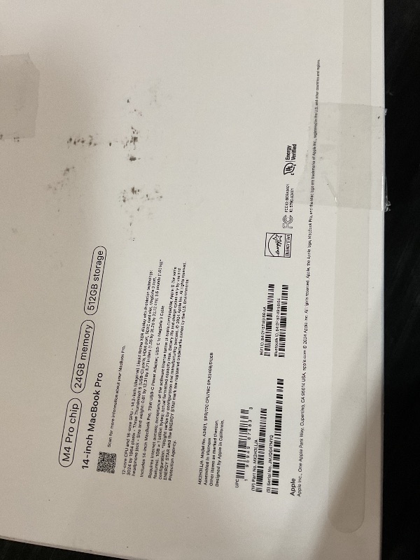 Photo 1 of  ( PARTS)Apple 2024 MacBook Pro Laptop with M4 Pro, 12-core CPU, 16-core GPU: Built for Apple Intelligence, 14.2-inch Liquid Retina XDR Display, 24GB Unified Memory, 512GB SSD Storage; Space Black
