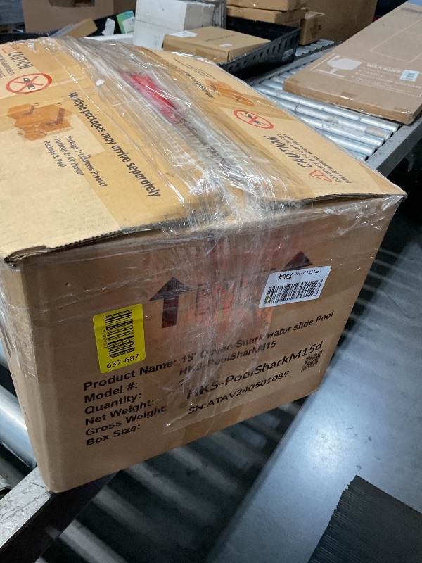 Photo 1 of **********INCOMPLETE ITEM, THIS IS ONLY BOX #3 OUT OF 3, ONLY INLUDES THE POOL PORTION*************
HeroKiddo 15’ Ocean Shark Commercial Grade Lightweight Premium Water Slide with Detachable Pool for Kids and Adults (with Blower), Wet Dry Combo, Big Infla