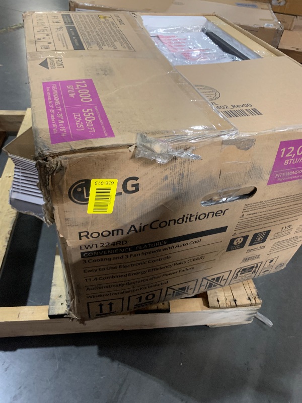 Photo 1 of *SOME DAMAGE* LG LW1224RD 12,000 Window Air Conditioner, 115V, 550 Sq.Ft. (22' x 25' Room Size), Quiet Operation, Electronic Control with Remote, 3 Cooling & Fan Speeds, Auto Restart, 12000 BTU, White