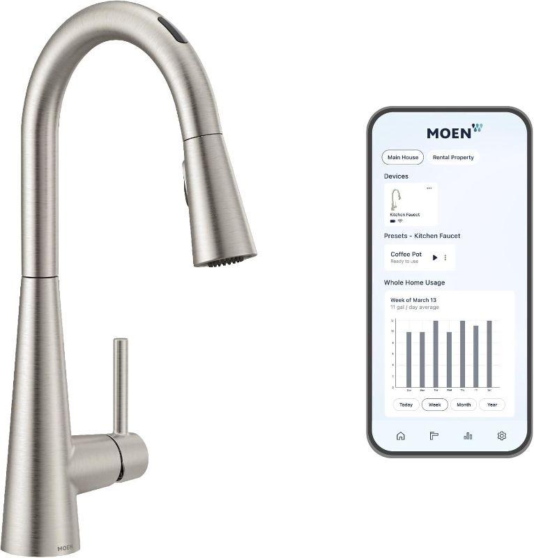 Photo 1 of ****FOR PARTS ONLY *****
Moen Align Spot Resist Stainless Smart Faucet Touchless Kitchen Faucet with Pull Down Sprayer, Modern Kitchen Sink Faucet with Voice Control and Power Boost, 7565EVSRS
