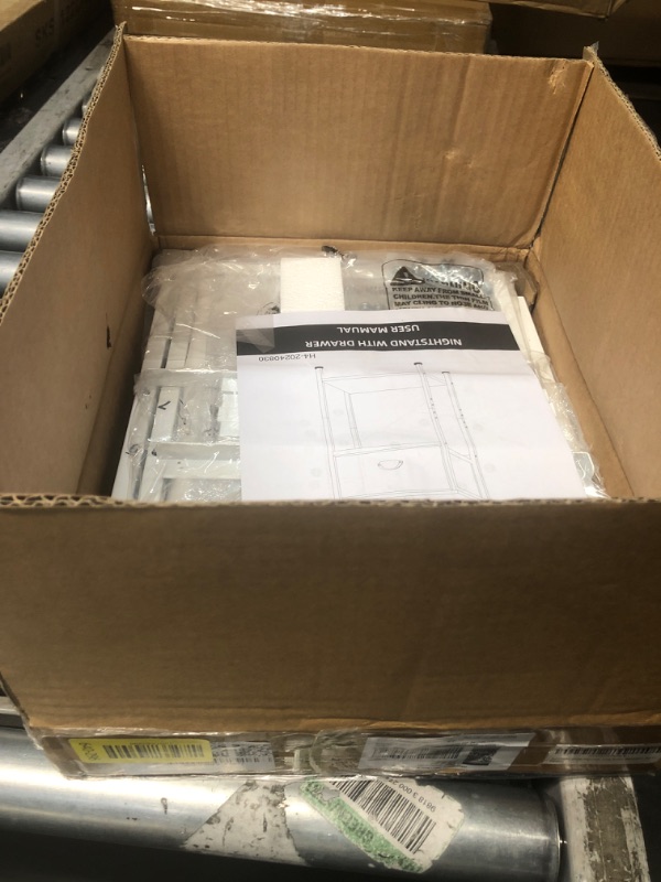 Photo 1 of (partial set) Furologee White Nightstand with Fabric Drawer, Small Side Table for Small Spaces, 2 Tiers Storage Shelves End Table, Night Stand for Living Room, Bedroom, Dorm