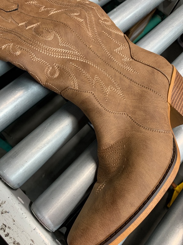 Photo 1 of (womens 9.5) IUV Cowboy Boots For Women Western Cowgirl Boots with Chunky Heel Mid Calf Snip Toe Ideal for low insteps