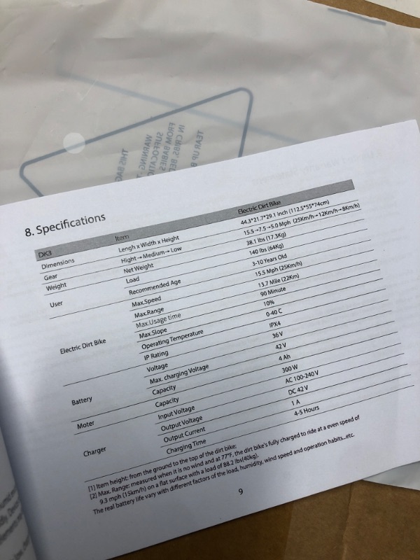 Photo 1 of **STOCK PHOTO FOR REFERENCE ONLY** **PARTS ONLY** **NONFUNCTIONAL** Hiboy DK3 36V Electric Dirt Bike,300W Electric Motorcycle - Up to 15.5MPH & 13.7 Miles Long-Range,3-Speed Modes Motorcycle for Kids Ages 3-10