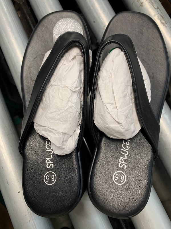 Photo 1 of (see all images) Yavero Women's Platform Flip Flop Sandals Comfortable Wedge Thong Sandals with Square Toe, Casual Summer Sandals Black 6.5