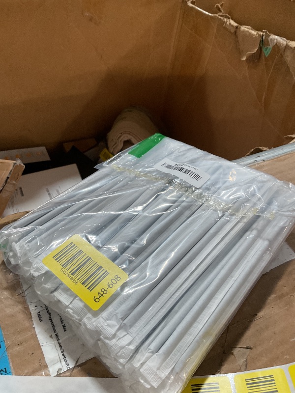 Photo 1 of [100 Pcs] Biodegradable Compostable Individually Wrapped Straws - PLA Disposable Plant Based Black Straws (8.25" LongX0.23" Wide)
