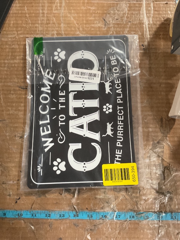 Photo 1 of "Welcome to the Catio - The Purrfect Place to Be" Metal Tin Sign 8x12 Inch - Rust-Resistant Indoor/Outdoor Wall Decor with Pre-Drilled Holes, Cat Lover Gift for Home, Garage, Cattery Decoration