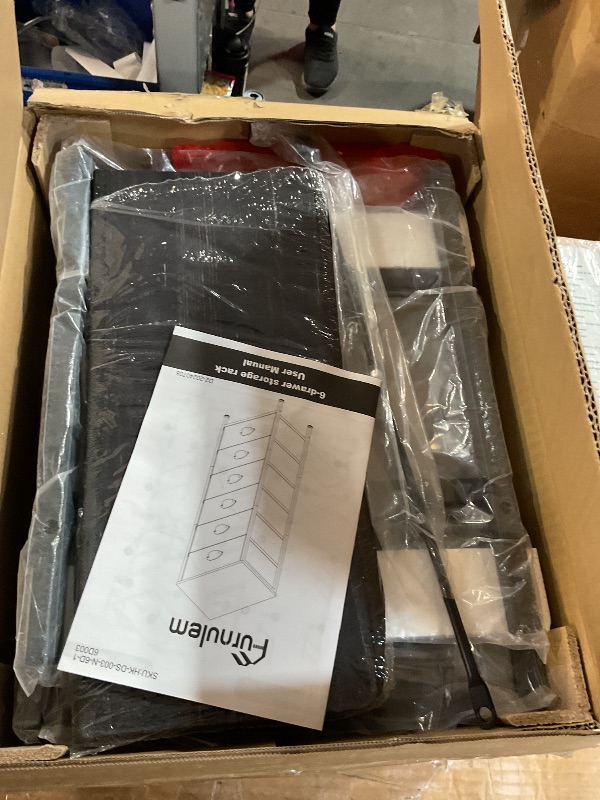 Photo 1 of (partial set) Furnulem Tall Dresser with 6 Drawers,Vertical Bedside End Table & Chest for Bedroom,Black Storage Tower Dorm Nightstand with Fabric Drawer Organizer Unit Furniture in Living Room,Closet,Hallyway