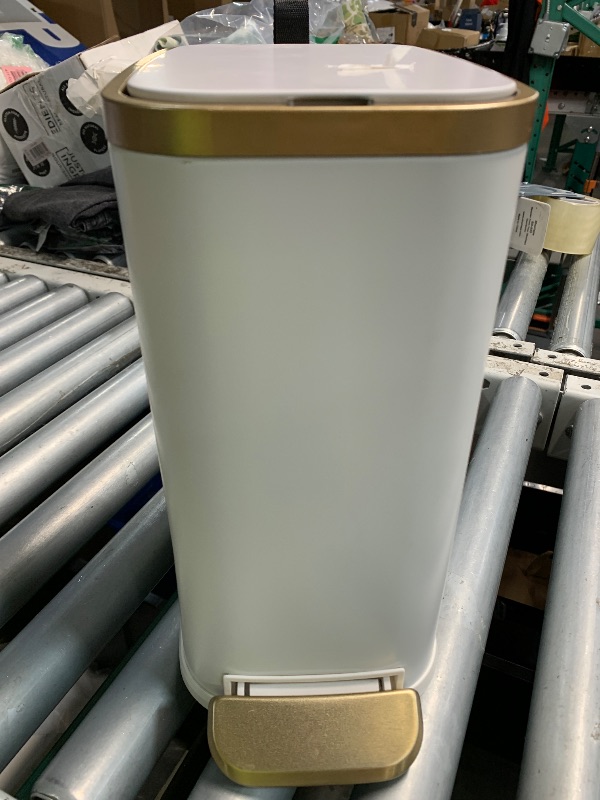 Photo 1 of (see all images) CEROELDA Small Bathroom Trash Can with Lid Soft Close-5L/1.3 Gal Slim Garbage Can-Metal Step Wastebasket-Rectangle Narrow 