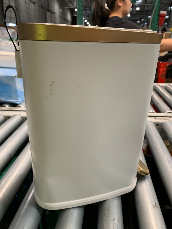 Photo 1 of (see all images) CEROELDA Small Bathroom Trash Can with Lid Soft Close-5L/1.3 Gal Slim Garbage Can-Metal Step Wastebasket-Rectangle Narrow 