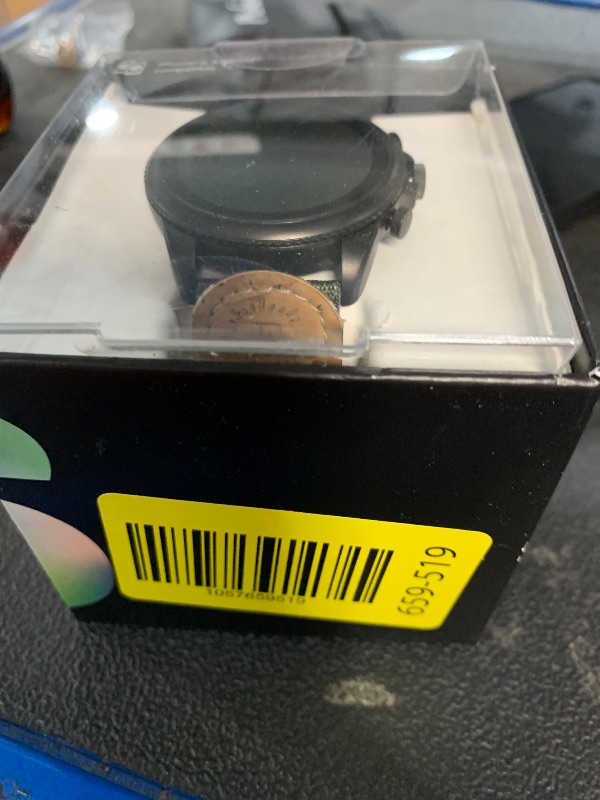 Photo 1 of ***(PARTS ONLY/ LOCKED/ NON FUNCTIONAL)***Fossil Men's Gen 6 44mm Stainless Steel and Cork Touchscreen Smart Watch, Stainless steel, Color: Black, Camo (Model: FTW4063V) ***(PARTS ONLY/ LOCKED/ NON FUNCTIONAL)***