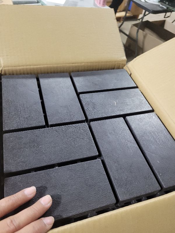 Photo 1 of 12 PCS 12x12 Inch Interlocking Deck Tiles - Waterproof All-Weather Outdoor Patio Flooring for Pool, Balcony, Backyard, Porch & Garden, Chocolate
