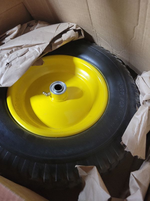 Photo 1 of 16" 4.80/4.00-8" Flat-Free Solid Wheelbarrow Wheel and Tire, 3"-7"Centered Hub with 5/8"&3/4" Bearings for Wheelbarrows Utility Cart Lawn Dollies