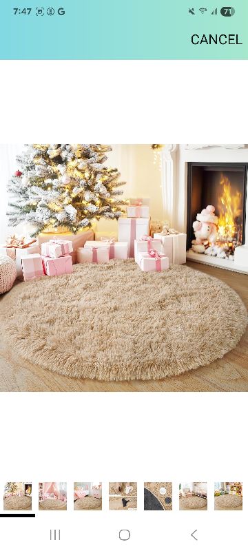 Photo 1 of 3'x3' Beige Round Rug for Bedroom, Ultra Soft Fluffy Circle Rug for Kids Girls Boys Room, Cute Small Shag Rugs for Living Room Playroom Tent Castle Home Decor Rug