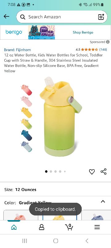Photo 1 of 12 oz Water Bottle, Kids Water Bottles for School, Toddler Cup with Straw & Handle, 304 Stainless Steel Insulated Water Bottle, Non-slip Silicone Base, BPA Free, Gradient Yellow
