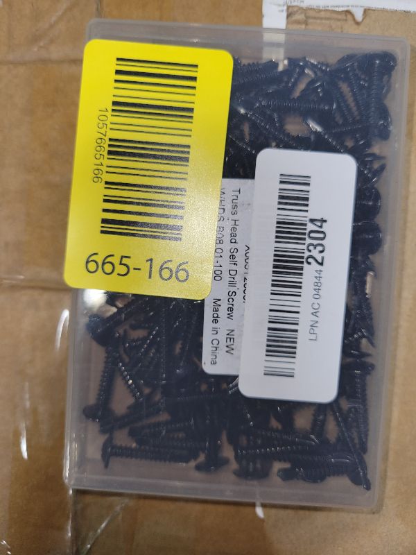 Photo 1 of #8 x 1 Truss Head Fast Self Drilling Sheet Metal Screws, (1/2" to 2" Length), Stainless Steel 410, Black Oxide, 100 PCS