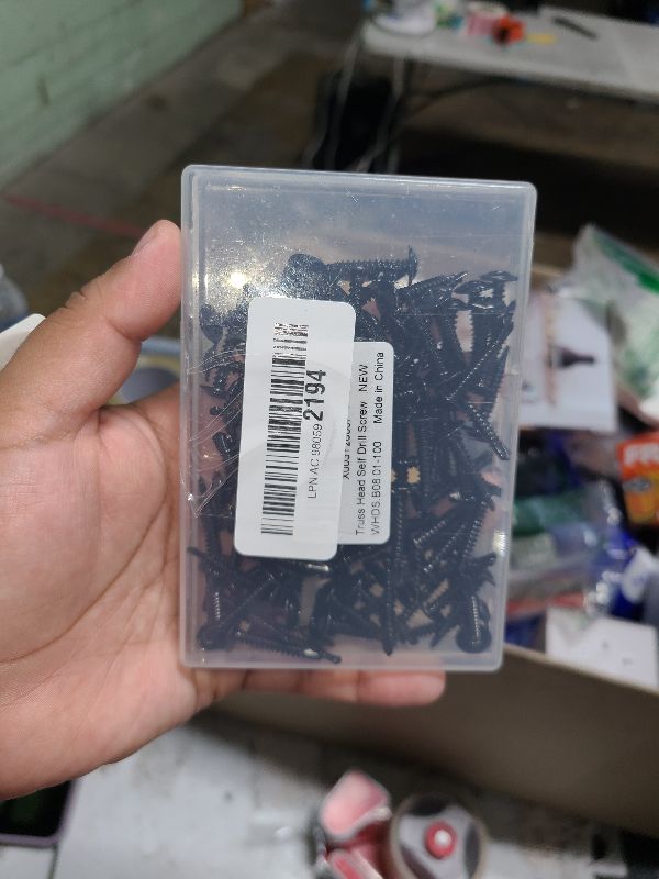 Photo 1 of #8 x 1 Truss Head Fast Self Drilling Sheet Metal Screws, (1/2" to 2" Length), Stainless Steel 410, Black Oxide, 100 PCS