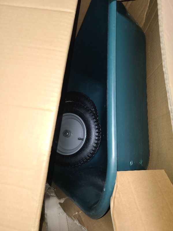 Photo 1 of ARNOT Enlarged Dual-Wheel Wheelbarrow, Easy Loading and Dumping Garden Cart, Heavy Duty Utility Dump Cart for Lawn, Yard, Farm, Gardening & Planting, Green