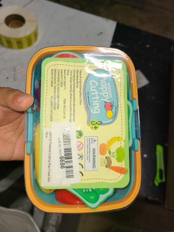 Photo 1 of Cutting Play Food Toys For Kids, Pretend Play Kitchen Accessories, Fake Fruits/Vegetables Set With Shopping Storage Basket, Plastic Board And Knife, Birthday Gifts/Educational Toy For Toddler Children