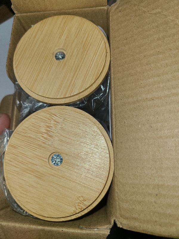 Photo 1 of 2 Pack Qtip Holder Dispenser with Bamboo Lids - 10 oz Clear Plastic Apothecary Jar Containers for Vanity Makeup Organizer Storage - Bathroom Accessories Set for Cotton Swab, Ball, Pads, Floss