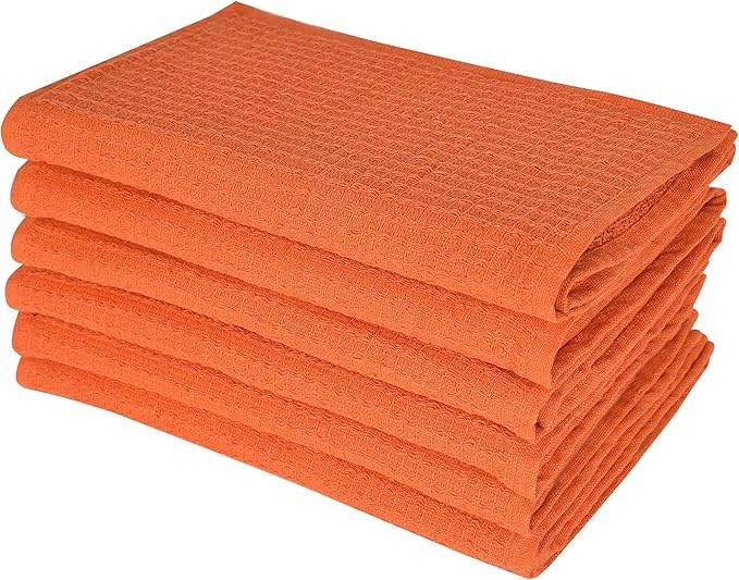 Photo 1 of **MSRP 21.99** Dish Towels|Kitchen Dish Cloths Two-Sided Waffle Terry|13x28 Inches 100% Cotton Dish Rags Washing Dishes|Super Absorbent Reusable Quick Drying Dish Towels| 6-Pc Set Rust Orange 
