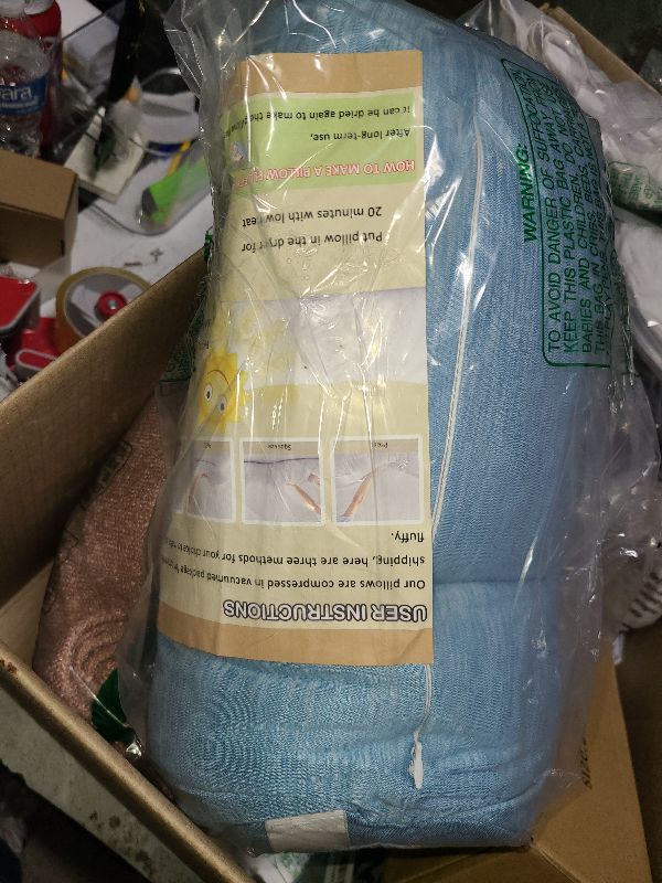 Photo 1 of 1 MIDDLE ONE Round Cylinder Bolster Pillow with Removable Cooling Cover, Tube Roll Cervical Pillow for Head, Neck, Back and Legs Support, 13"x 6", Blue