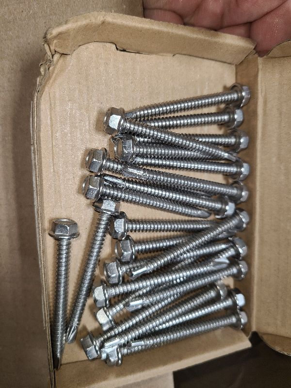 Photo 1 of #14 x 2-1/2" (25 pcs) Hex Washer Head Self Drilling Screws, 410 Stainless Steel Metal Sheet Tek Screws, Self Tapping Point, No Pre-drilled Hole Needs