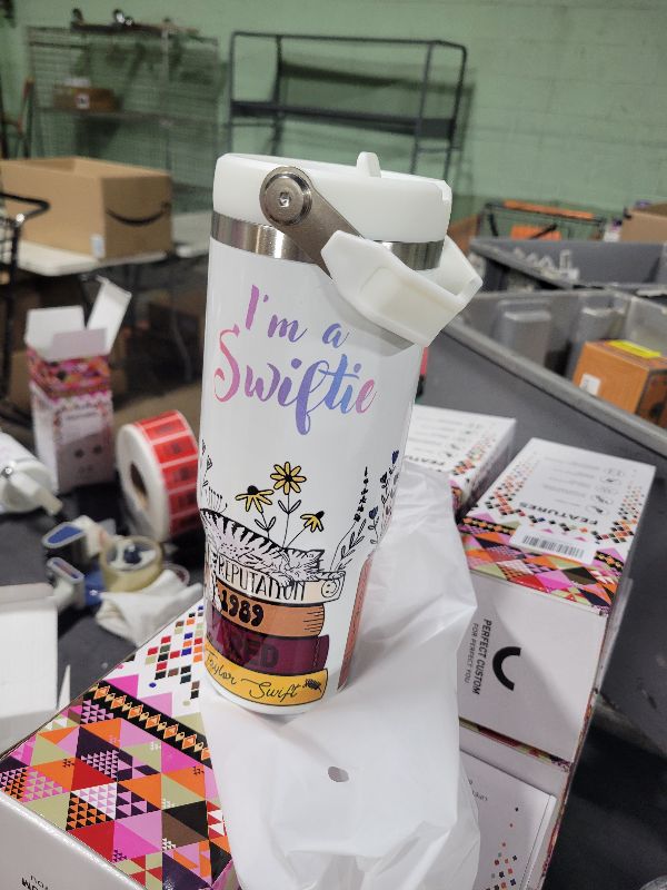 Photo 1 of 30 oz Positive Daily Tumbler Cup with Flip Handle Lid & Straw | Encouragement Gifts For Women | Motivational Mental Health Birthday Gifts | For Wife