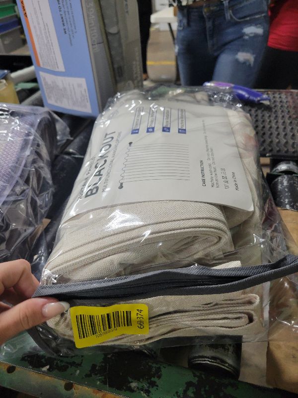 Photo 1 of 100% Blackout Shield Linen Blackout Curtains for Bedroom 96 Inches Long, Back Tab/Rod Pocket Living Room Drapes, Thermal Insulated Blackout Curtains 2 Panels Set, 50" W x 96" L,Cream