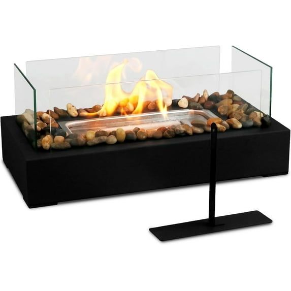 Photo 1 of 
KORNIFUL Tabletop Fire Pit - Stainless Steel Portable Fireplace with Cobblestone, Indoor Outdoor Decor -white
