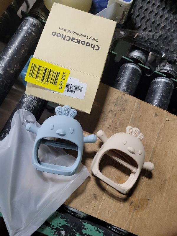 Photo 1 of 2 Packs Baby Teething Toy for 0-6 6-12 Months, Food Grade Silicone Teething Mitten, Anti Dropping Wrist Hand Teethers Baby Chew Toys for Sucking Needs, BPA Free