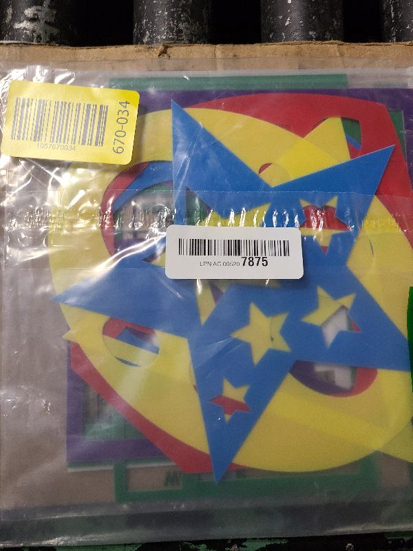 Photo 1 of 12 Pieces Geometric Stencils Template Set for Kids Children Simple Drawing Stencils Colorful Art Painting Template for Toddlers Preschooler Learning Tool (Cute Colors,7 x 7 Inch)