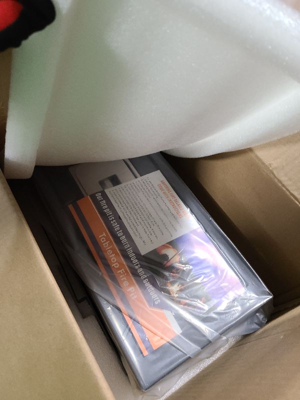 Photo 1 of 28-inch Table Top Propane Fire Pit, 40,000 BTU Tabletop Firepit for Patio, Outdoor Portable Rectangular Fire Bowl w/Wind Glass Shield, Glass Rocks - Carbon Gray