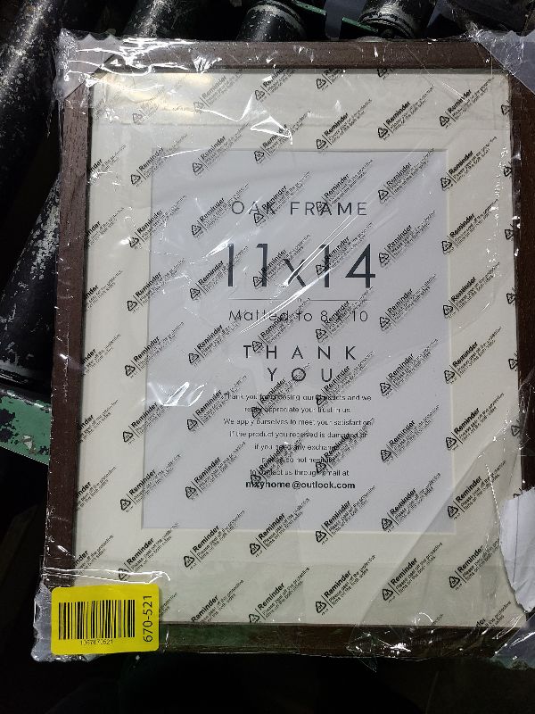 Photo 1 of 11x14 Picture Frame, Solid Oak 11 x 14 Photo Frame with Mat to 8x10, 14 x 11 Wooden Frames for Wall, 11x14 Natural Oak Wood Frame, (Walnut Set of 1)