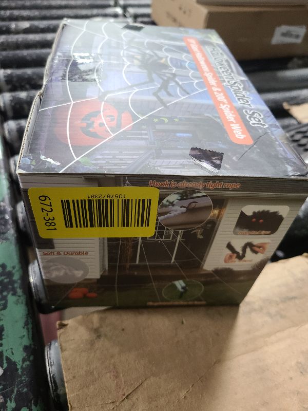 Photo 1 of 200" Halloween Spider Web + 59" Giant Spider Decorations Fake Spiders with Triangular Huge Spiders Web for Indoor Outdoor Halloween Decorations Yard Home Costumes Parties Haunted House Décor