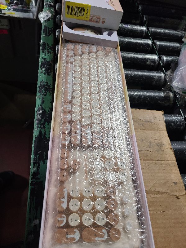 Photo 1 of 2.4G Full-Size Wireless Keyboard and Mouse Combo, Multi-Color Typewriter Style Round Keycap, Cute Candy Colors, Compatible with Notebook, PC (Ice Cream)