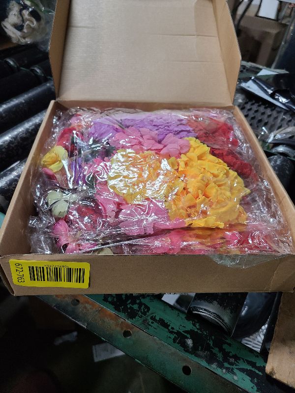 Photo 1 of 210 Pcs Mini Silk Flower Heads Small Fake Rose Daisy Faux Flowers Bulk for Crafts Artificial 3D Loose Fabric Flowers Heads Sunflower Bulk for Wedding Hair Cap Dresses Decorations (Bright Colors Mixed)